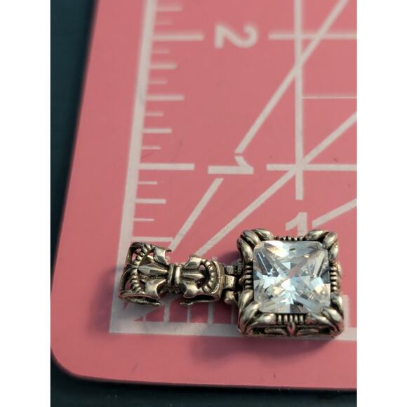 Vtg Designer Silpada "Uptown" CZ Sterling Silver Fleur de Lis Enhancer Pendant - Picture 8 of 8